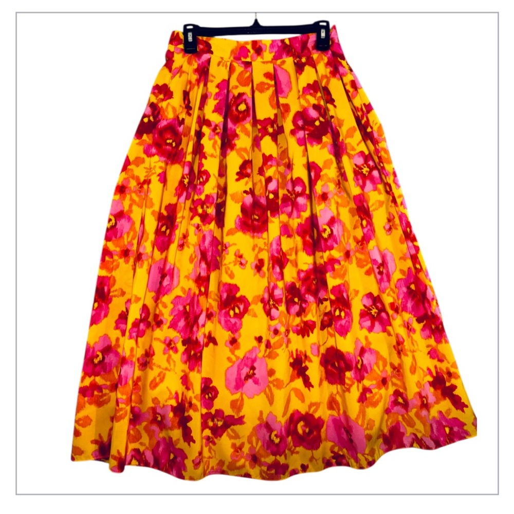 Floral Yellow and Pink Women's Skirt